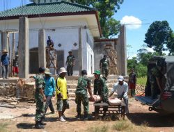 Babinsa Koramil 0827/06 Saronggi Adakan Karya Bhakti di Masjid Raudatul Amin.‎