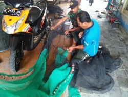 Babinsa Masakambing Bantu Warga Binaannya Perbaiki Jaring