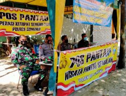 Cegah Penyebaran Covid – 19, Babinsa Giligenteng Aktif PAM Pos Pantau Pantai Sembilan