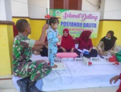 TNI Bantu Layanan Posyandu di Balai Romben Guna