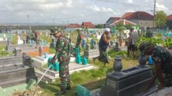 HUT TNI ke-80, Koramil Kalianget Gelar Karya Bakti Bersihkan TPU