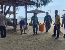 TNI-Polri Bersih-Bersih Pantai Sembilan, Wisata Ikon Giligenting Makin Terawat