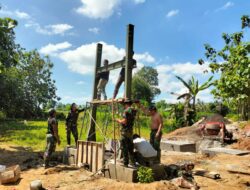 Tiang Pylon Jembatan Garuda Mulai Dipasang, TNI dan Warga Ambunten Kerja Bakti Kejar Progres